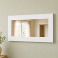 Satin White Mirror Secret Shelfie — Wall Mirror & Pillow Storage Shelf