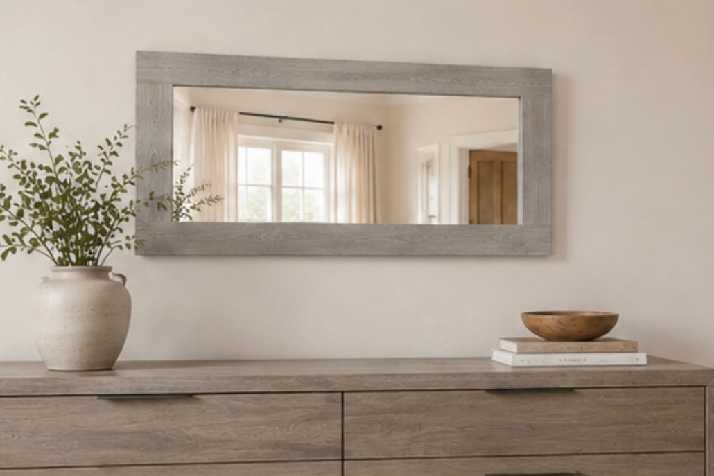 Gray Mirror Secret Shelfie — Wall Mirror & Pillow Storage Shelf
