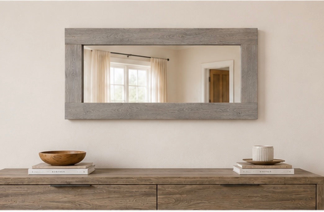 Gray Mirror Secret Shelfie — Wall Mirror & Pillow Storage Shelf