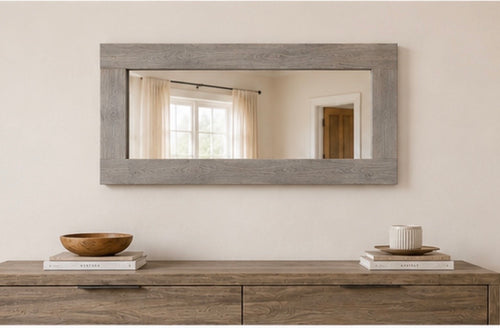 Gray Mirror Secret Shelfie — Wall Mirror & Pillow Storage Shelf