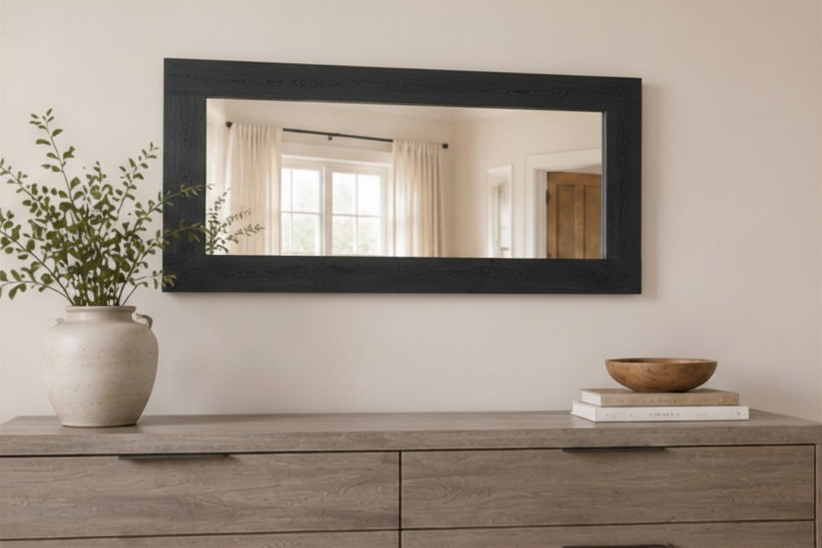 Semi-Trans Black Mirror Secret Shelfie — Wall Mirror & Pillow Storage Shelf