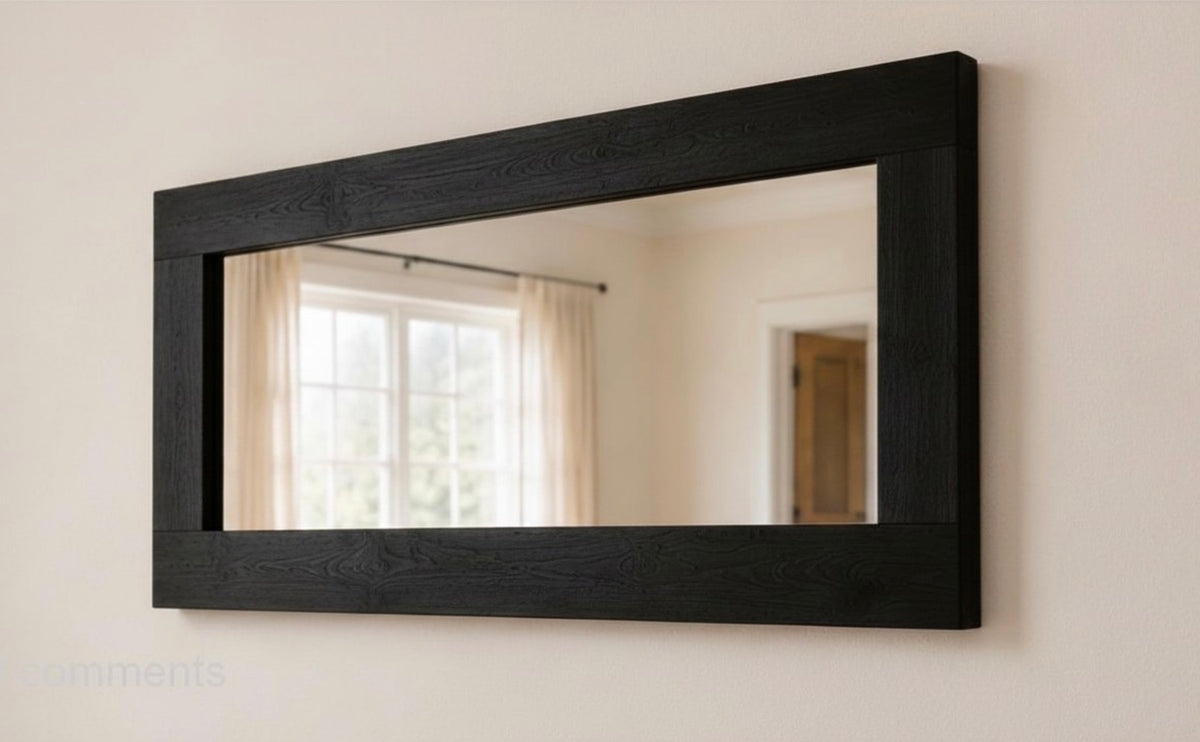 Semi-Trans Black Mirror Secret Shelfie — Wall Mirror & Pillow Storage Shelf