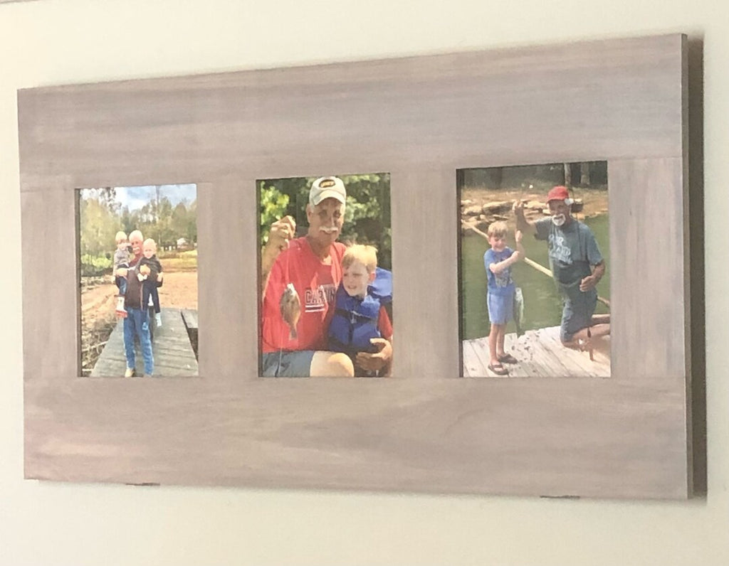 SemiTrans Gray Secret Shelfie picture frame closed, displaying three 8x10 photos