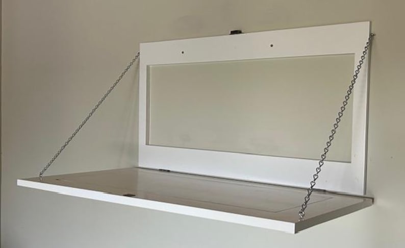White Mirror Secret Shelfie open as pillow shelf